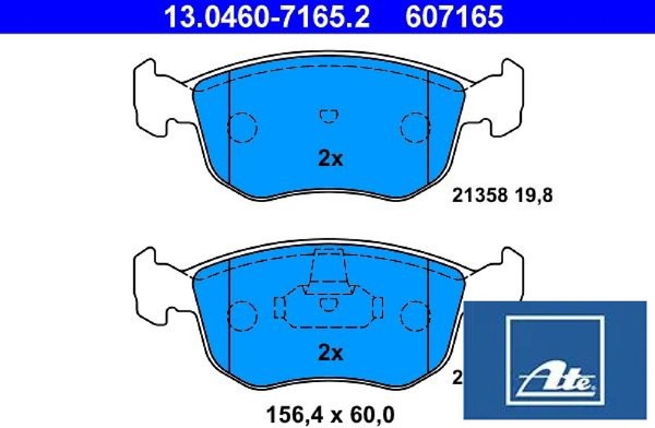 ATE 13.0460-7165.2 Bremsbelagsatz FüR Scheibenbremse Bremsbelagsatz FüR Ford-image