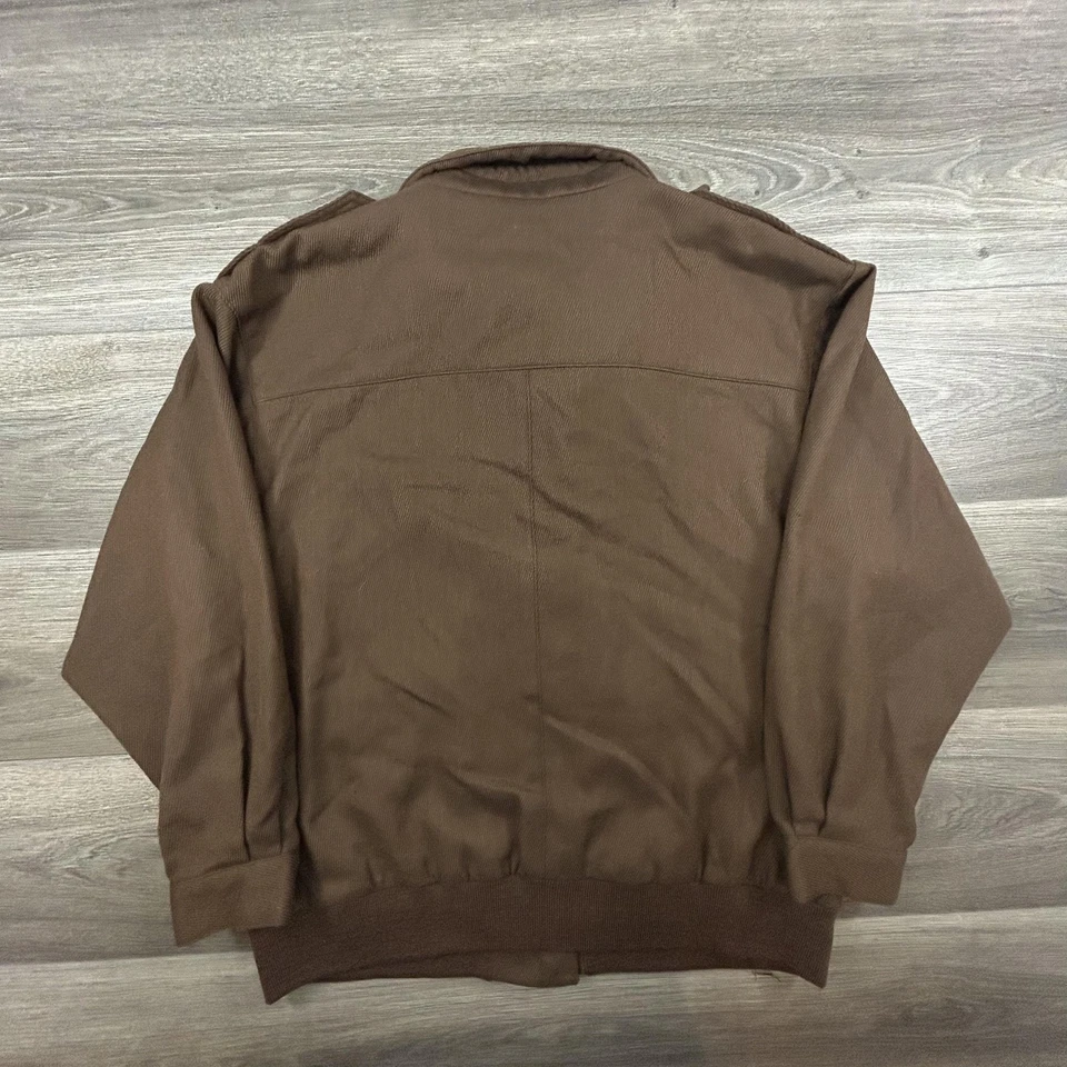 Vintage Wool Bomber Jacket Womens 8 Brown Wool Satin Made in USA 80s - Image 2 of 4