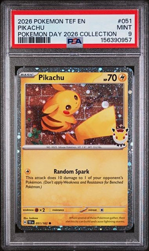 Pokemon Pikachu PSA 9 2026 EN Pokemon Day Promo Holo #051/162