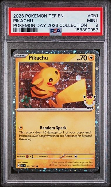 Pokemon Pikachu PSA 9 2026 EN Pokemon Day Promo Holo #051/162