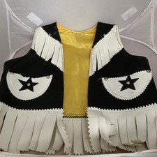Vtg Child's Black With White Fringe Cowboy Vest About Size 4 Leather