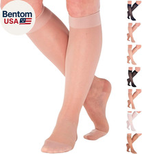 Made in USA - Travel Compression Socks for Women 15-20Mmhg - Sheer Graduated Com