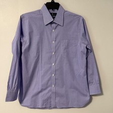 Turnbull Asser Bespoke Mens Purple Gingham Dress Shirt Long Sleeve 16.5 33.5