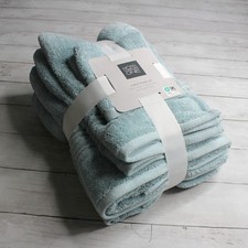 Hotel Bath Towel Set 100 Cotton Aqua Blue Hand Towels Washcloth 6 Piece