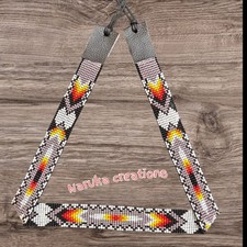 Beaded Hat Band Geometric Southwestern Pattern Cowboy Rode Handmade hatband