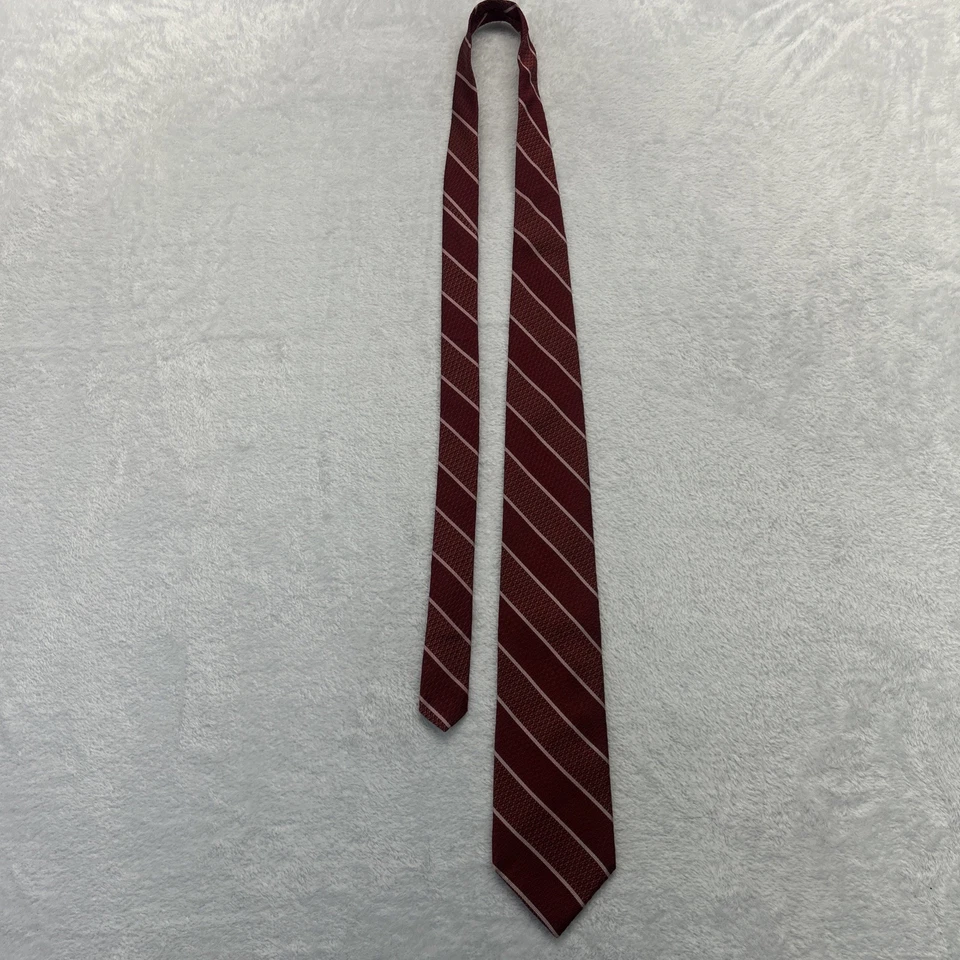 Corbata Joseph Abboud Rojo Rosa Rayas Hombre 3.5”x 59” 100% Seda Hecha en Italia  Foto 4 de 4