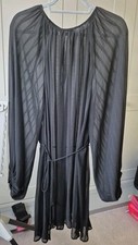 Mango Sheer Black Dress Size L Knee Length 