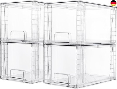 Vtopmart 4Pack Große Stapelbare Aufbewahrungsschubladen, transparente 