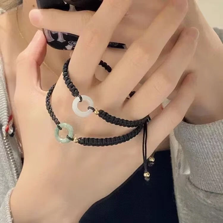 VALENTINO Bracciali Regolabili per Coppia con Giada e Conchiglia Set Gioielli alla Moda