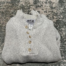 Vintage 90s Sportsman’s Guide Heavy Knit Cotton Henley Sweater Made in USA Large