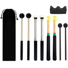 4Pair Steel Tongue Drum Mallets with Bracket and Storage Bag,3 Pair Rubber He...