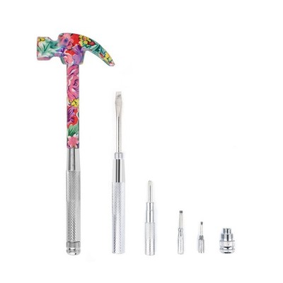 6 in 1 Hammer & Schraubendreher Werkzeug Multitool Set Klauenhammer mit AntiR...