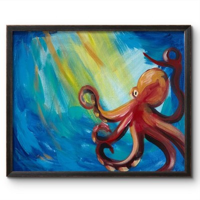 RED DEEP SEA OCTOPUS 14x11 MODERN ART COLLECTIBLE INTERIOR DESIGN