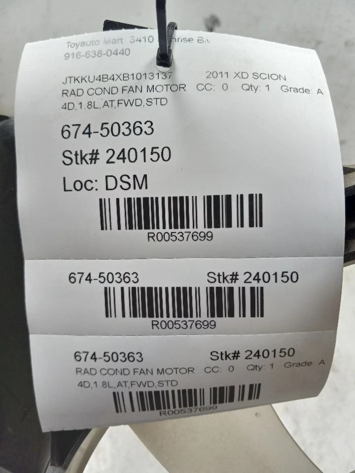 Radiator Fan Motor Fan Assembly Fits 08-14 SCION XD - Image 3 of 4