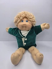 83' Cabbage Patch Kids Doll  Tan Hair Blue Eyes Green suite