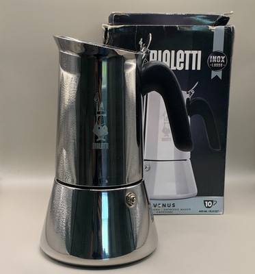 Bialetti Venus 10 Tassen Induktion Espressokocher Edelstahl Inox Lusso Box
