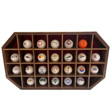 24 Collectable Golf Balls VTG Wood Display Case Souvenir Novelty Destination