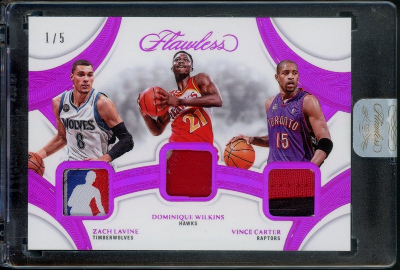 2024-25 Flawless LaVine Wilkins Vince Carter Triple Logoman Patch #TP-DNK #'d /5