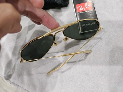 VTG B&L Ray-Ban Amber 62-14 Gold Plated Aviator Sunglasses. With