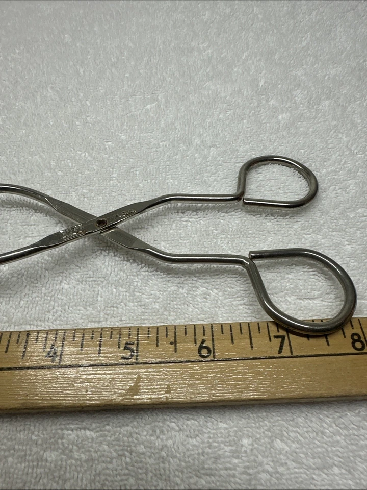 Pinzas de acero inoxidable vintage ECKO EE. UU. 8" de largo utensilio de cocina retro camping Foto 3 de 4