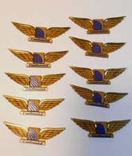 Continental Airlines Lot of 10 Junior Pilot Plastic Wings Gold w/ Adhesive B2