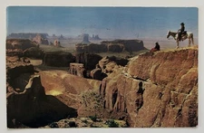 Postcard Monument Valley Arizona Navajo Horseman & Squaw Ray Manley 1960 Post