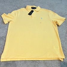 Polo Ralph Lauren Men's Yellow Polo Shirt L Collared Short Sleeve Button Logo