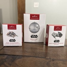 2025 Hallmark Star Wars MINI Ornaments  Tie Fighter Death Star Rebel Snowspeeder