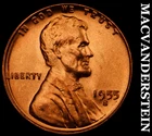 1955-S Lincoln Wheat Cent - Red Choice Gem Brilliant Unc  No Reserve  #i7551