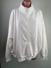 Victoria's Secret PINK Long Sleeve Full Zip Fleece Sweatshirt White XL NWT