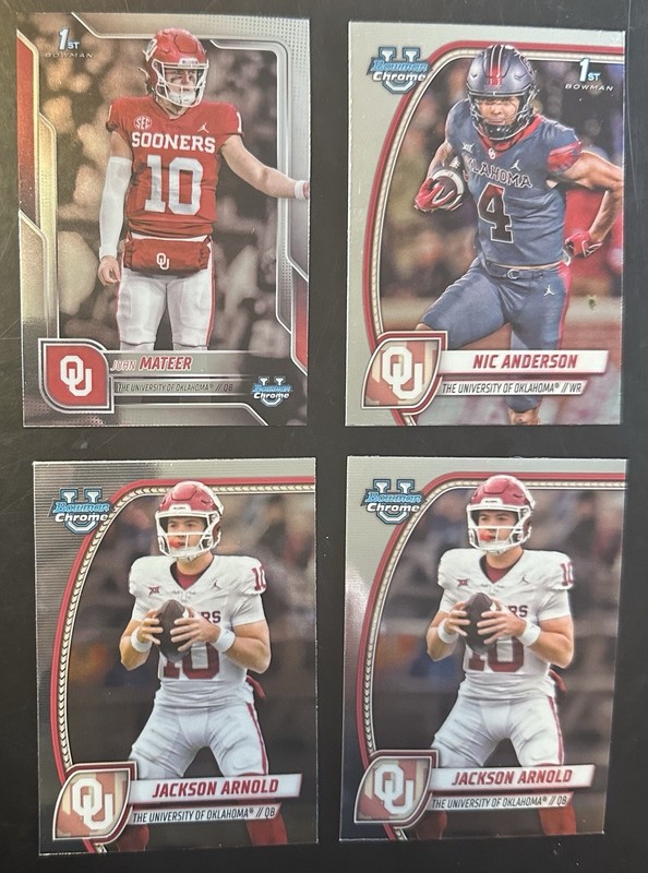 2024 & 2025 Bowman Chrome Oklahoma Sooners Lot - John Mateer, Jackson Arnold