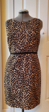 Ann Taylor loft Brown Black Cotton Blend Animal Print Sheath Dress Size 8