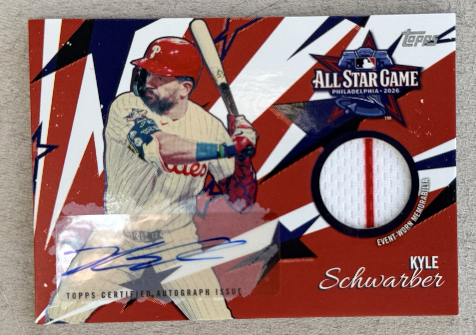 Topps 2026 Update All-Star Stitches Kyle Schwarber Auto Relic #59/99 AS-KS