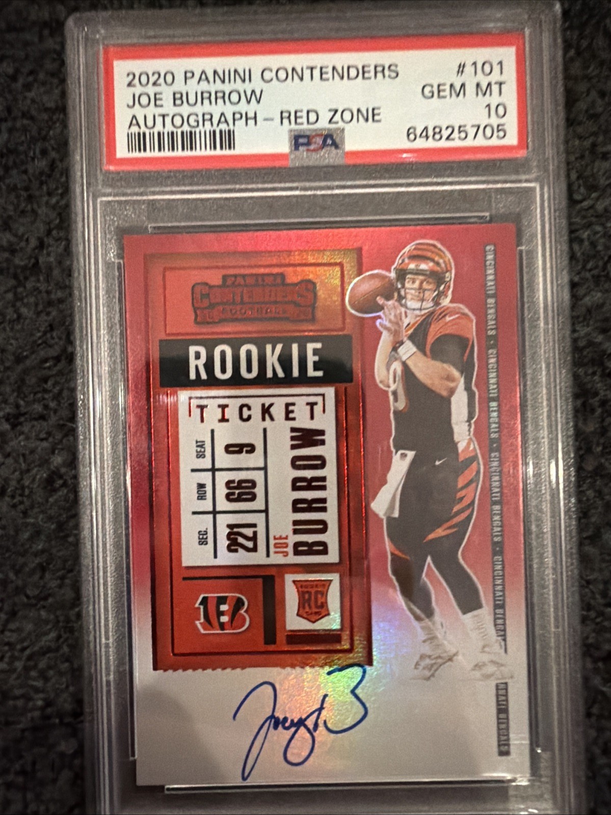 Joe Burrow Panini Contenders #101 Autograph-Red Zone