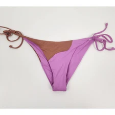 L*Space Dani Bikini Bottom in Pink Brown Size Medium Adjustable Tie Straps NWOT
