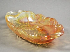 Indiana Glass Vintage Lily Pons 605 Iridescent Gold Marigold Relish Dish