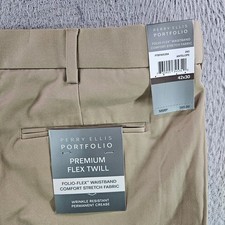 Perry Ellis Portfolio Mens 42x30 Antelope Premium Flex Twill Dress Pants NEW NWT