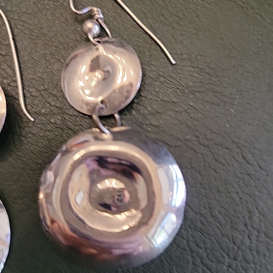 Handmade Earrings Double Drop Dangle Disk925 Ster… - image 9