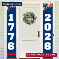 250 Anniversary Banner Door Sign 2 Pack 1776 2026 USA America Patriotic Hanging