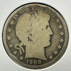 1908-S 50C Barber Half Dollar, Contains 0.3617oz of SILVER (88256)