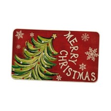 Xmas Tree Merry Christmas Doormat, Snowflake Winter Home Decor Low-Profile