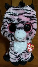 New 2015 Ty Beanie Boos Zoey Pink Black Stripes Plush Zebra 9"