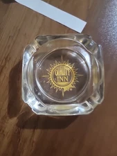 Vintage Quality Inn Glass Ashtray Hotel Motel Travel Advertising Square