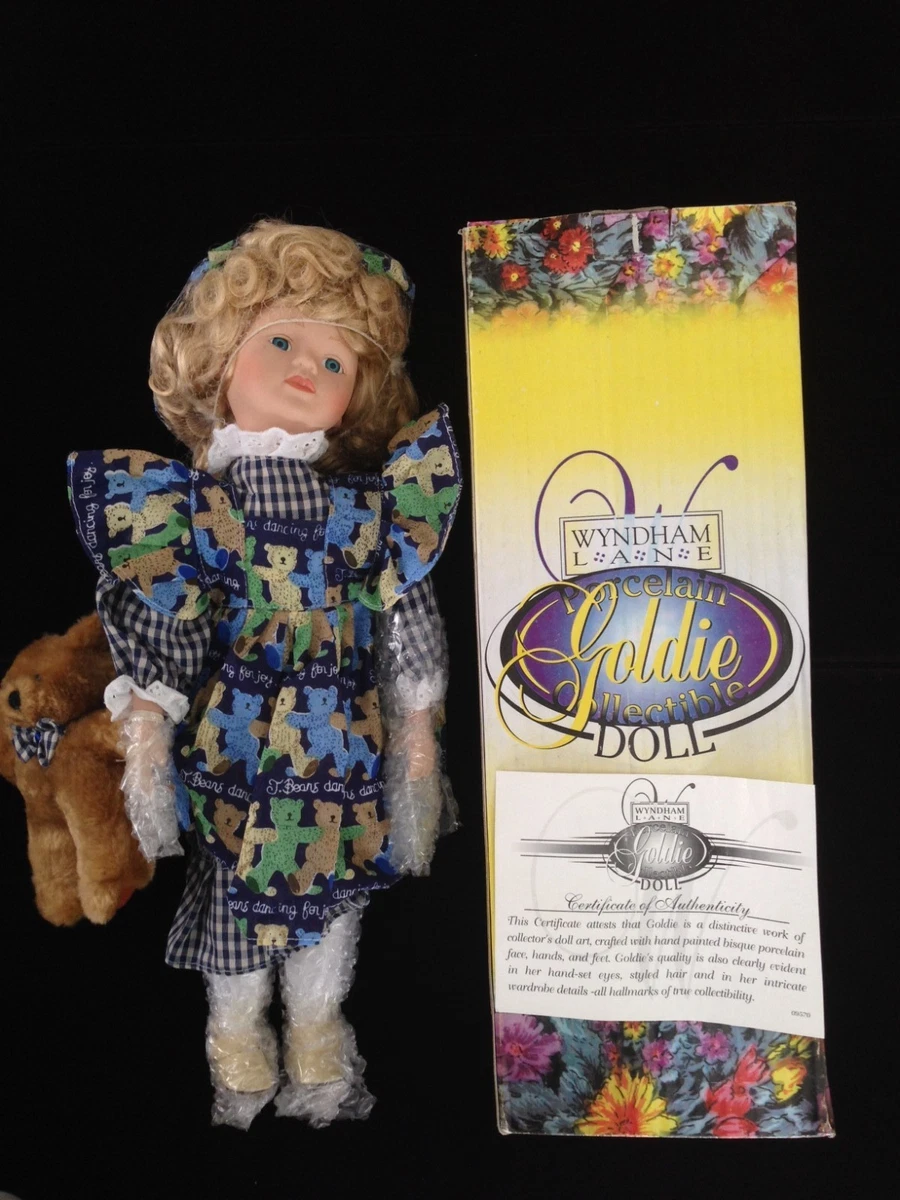 Wyndham Lane Porcelain GOLDIE Collectible Doll New In Box with Certificate CoA