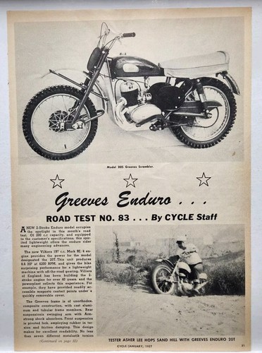 1957 Greeves Euduro Scrambler Model 205 Fleetmaster Motorcycle Original Print Ad