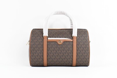 Michael Kors Jet Set Travel Medium Duffle Bag Satchel Brown MK Signature