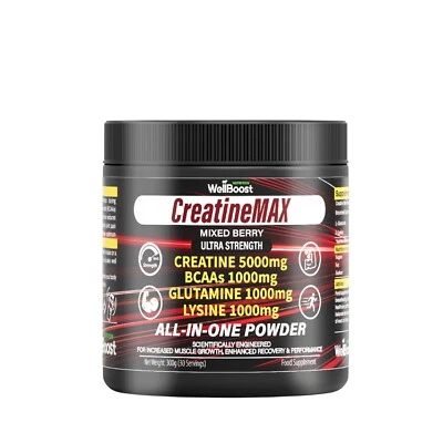 WELLBOOST Creatine Max-Ultra strength All-in-One Muscle Building Formula for Adults