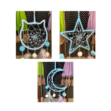 Blue Dreamcatcher Wall Decor Pompom Feather Baby Dreamcatcher Handmade