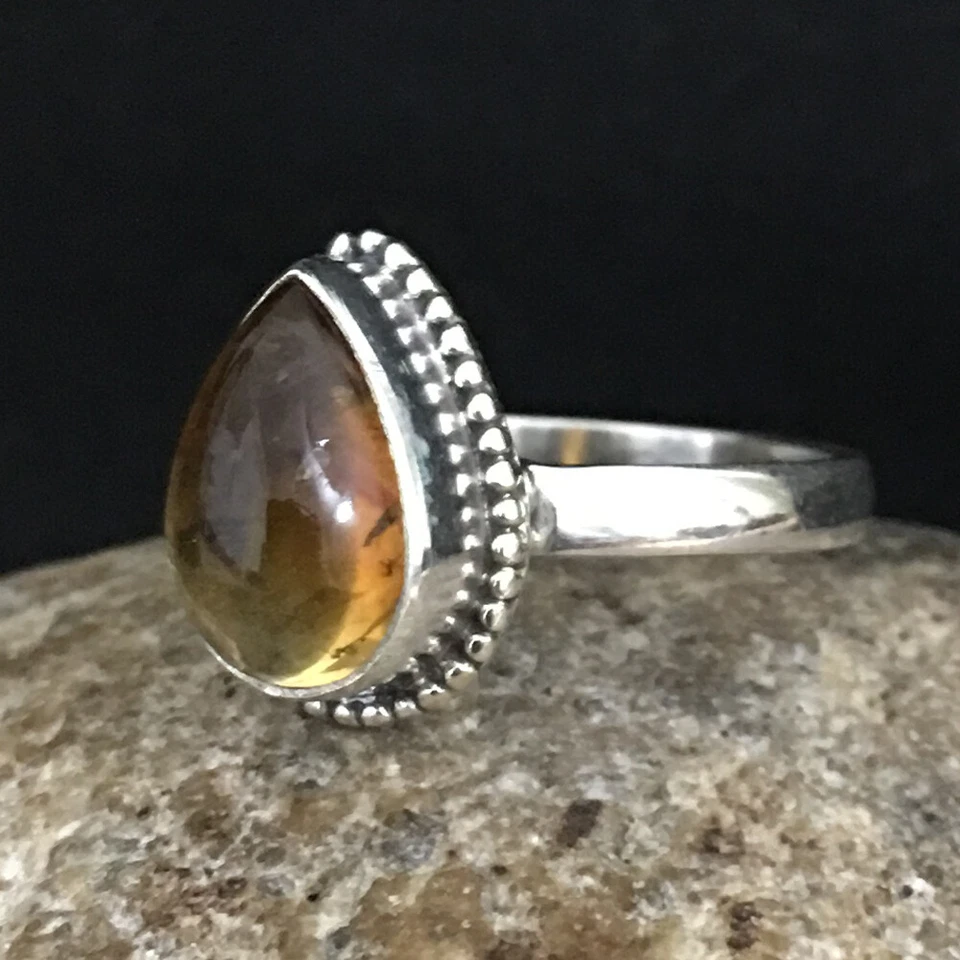 Handmade Sterling Silver Natural Citrine Pear Shape Rose Gold/Gold Plated Gift - Image 2 of 4