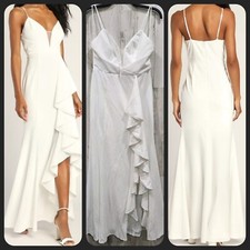 LULUS Endless Admiration White Ruffled Mermaid Maxi Dress Size LARGE**NWOT**
